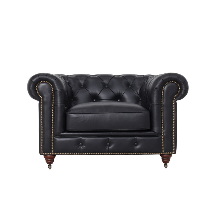 Belgravia Chesterfield Top Grain Leather Club Chair – Classic Tufted Armchair in Premium Finishes
