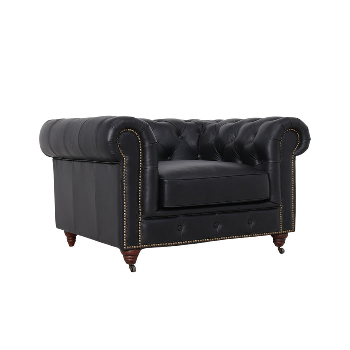 Belgravia Chesterfield Top Grain Leather Club Chair – Classic Tufted Armchair in Premium Finishes