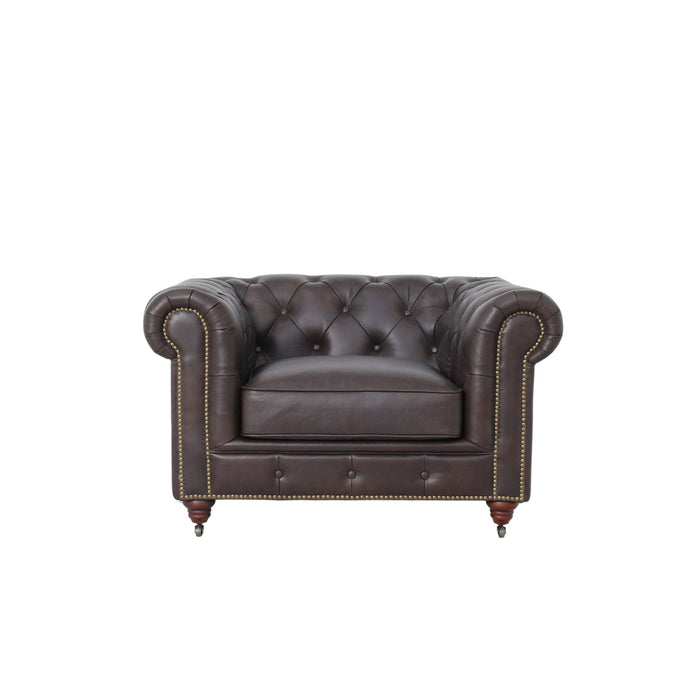Belgravia Chesterfield Top Grain Leather Club Chair – Classic Tufted Armchair in Premium Finishes