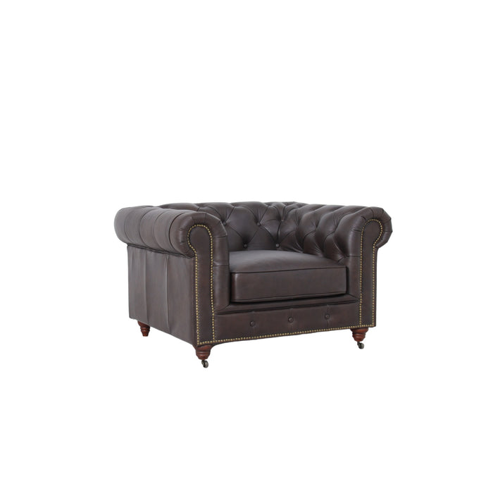 Belgravia Chesterfield Top Grain Leather Club Chair – Classic Tufted Armchair in Premium Finishes