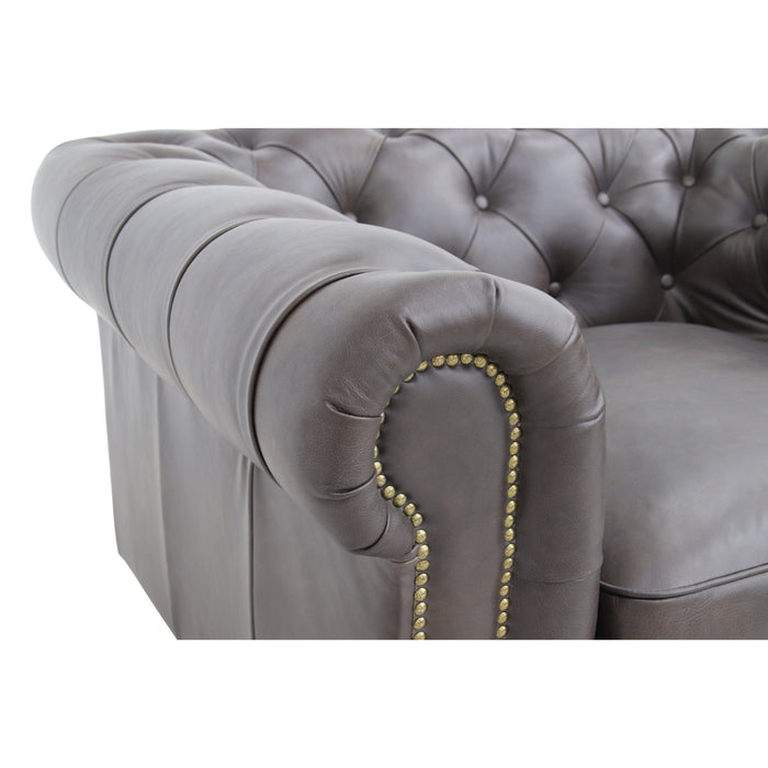 Belgravia Chesterfield Top Grain Leather Club Chair – Classic Tufted Armchair in Premium Finishes