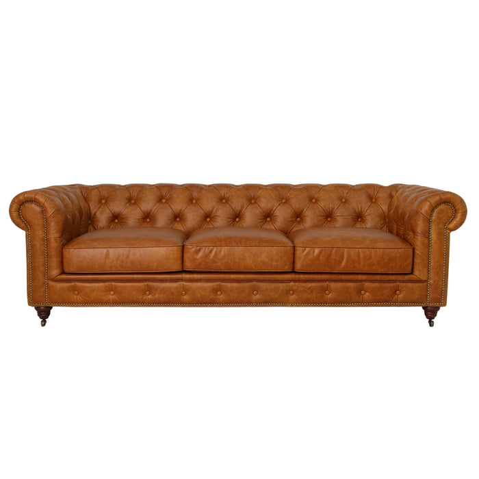 Belgravia Chesterfield Tufted Top Grain Leather Sofa – Classic Elegance Meets Modern Comfort