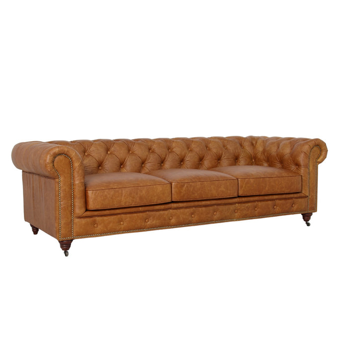 Belgravia Chesterfield Tufted Top Grain Leather Sofa – Classic Elegance Meets Modern Comfort