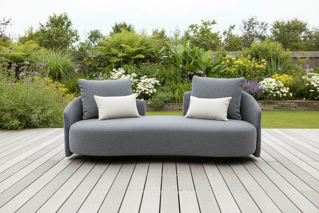 Serene Outdoor Modern Sofa - 83",  Gray Bouclé All-Weather