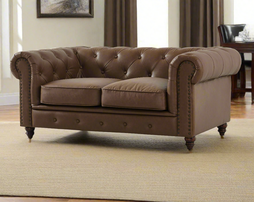 Cornelia Modern Contemporary Eco Leather Love Seat - Brown