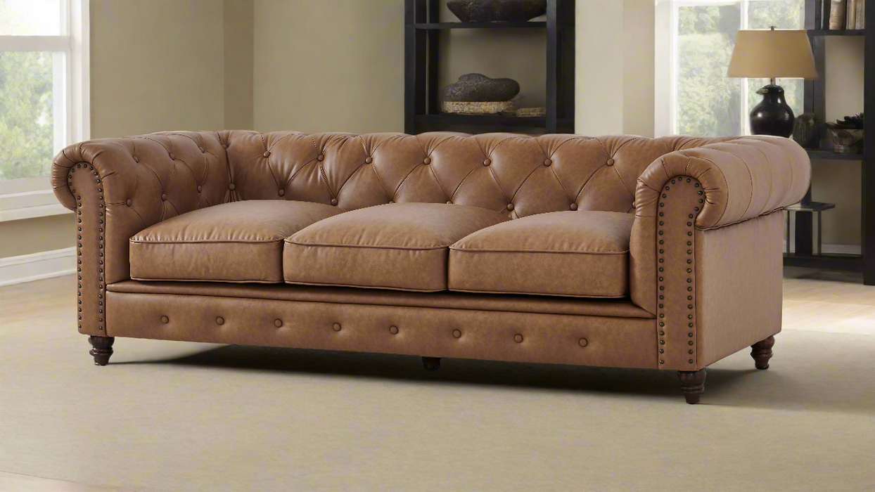 Cornelia Modern Contemporary Eco Leather Sofa - Light Brown