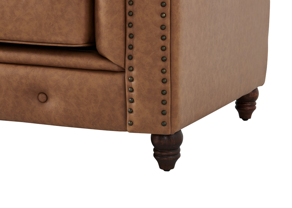 Cornelia Modern Contemporary Eco Leather Love Seat - Light Brown