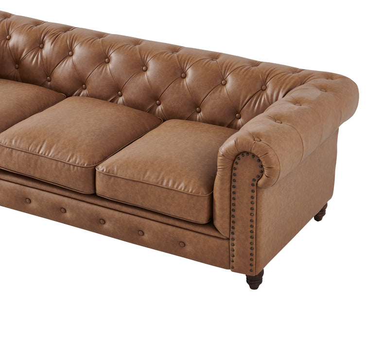 Cornelia Modern Contemporary Eco Leather Sofa - Light Brown
