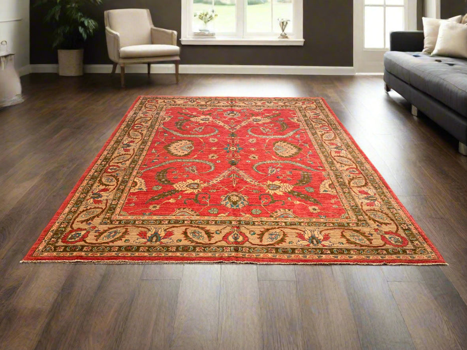 Hand-Knotted Sultanabad Vegetable-Dyed Wool Rug, 8" x 10" (K)
