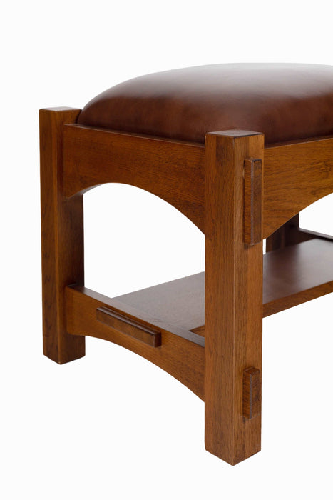 Craftsman / Mission Leather and Oak Armchair - Chestnut