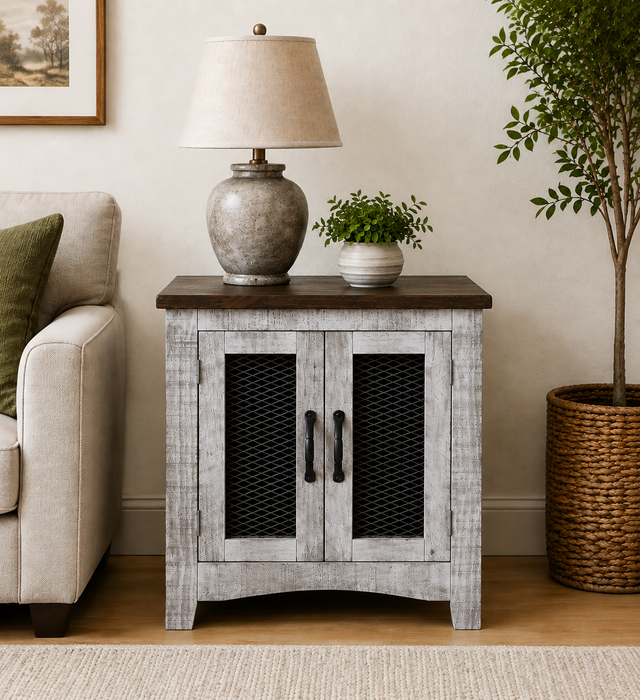 Greenview Two Door End Table - Gray