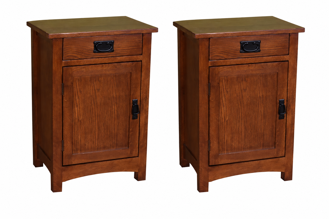 Arts & Crafts 1 Door / 1 Drawer End Table - Walnut