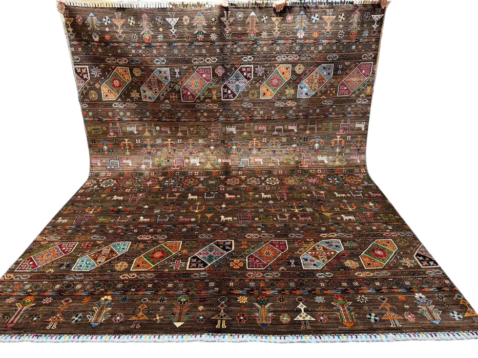 Hand-Knotted Vegetable Dye Bakhtiar Rug from Pakistan,  8' x 10'