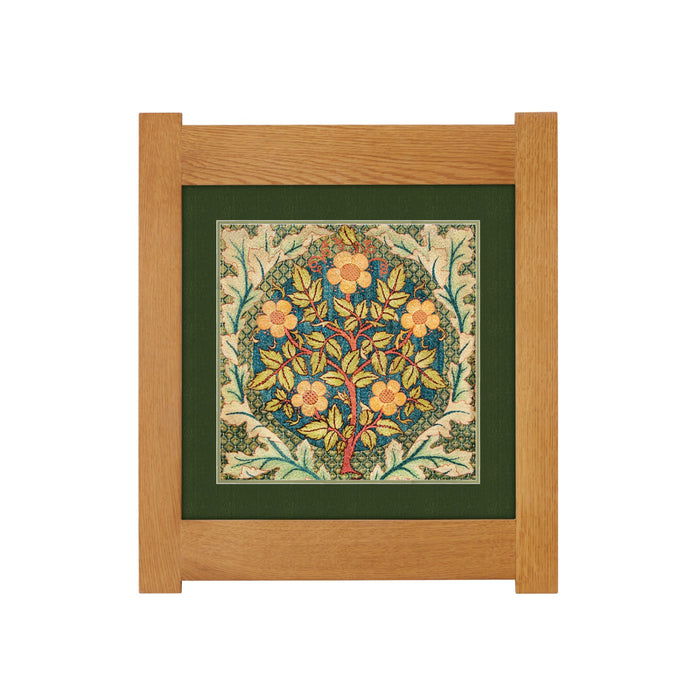 Arts & Crafts Mission Oak Framed Art with Floral Tree