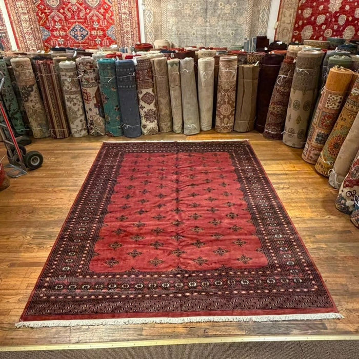 Hand-Knotted Pakistani Bokhara Rug – 100% Wool, size 8' x 10'