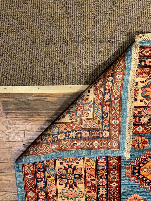 Hand-Knotted Vegetable Dye Kazak Rug from Pakistan, size 8' 9" x 11' 9"