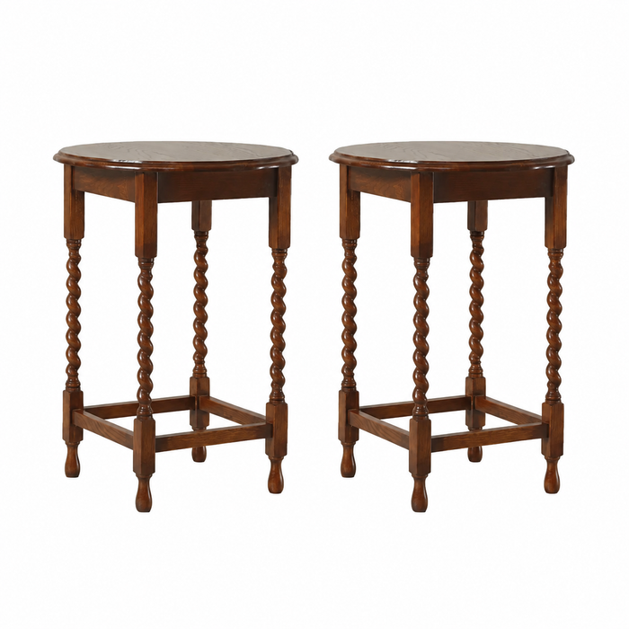 Mission Oak End Table With Barley Twist Legs