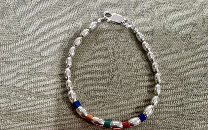 SS Beaded Bracelet w/ Enamel