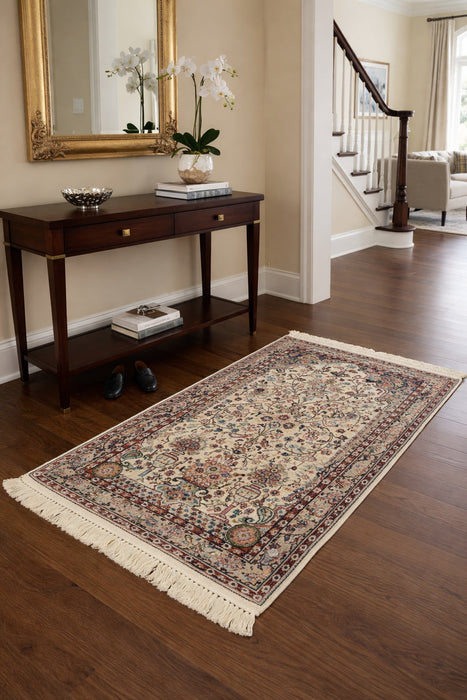 Hand-Knotted Pakistan Kashmiri Silk Wool Blend Rug, size 3" x 4' 10" (E)