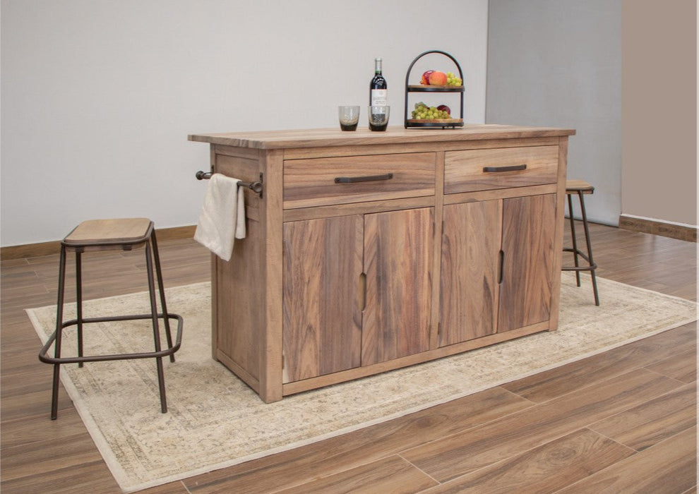 Natural Parota Wood Kitchen Island with Overhang — Crafters and