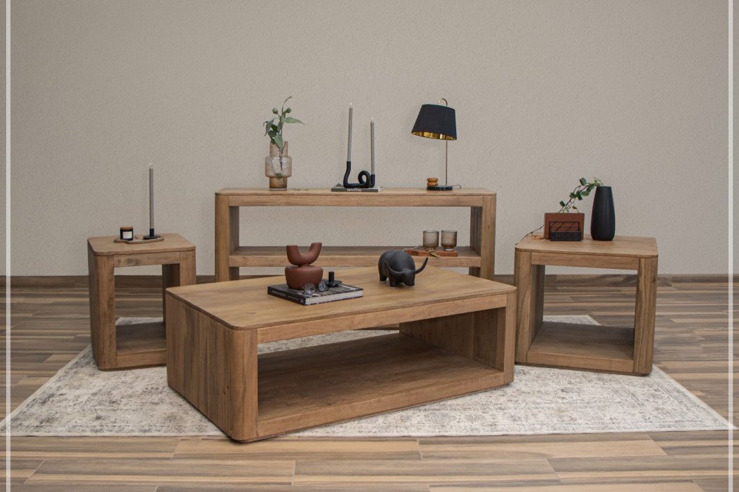 Buy Alexander Solid Wood Living Room Table Set Online in USA — Crafters ...