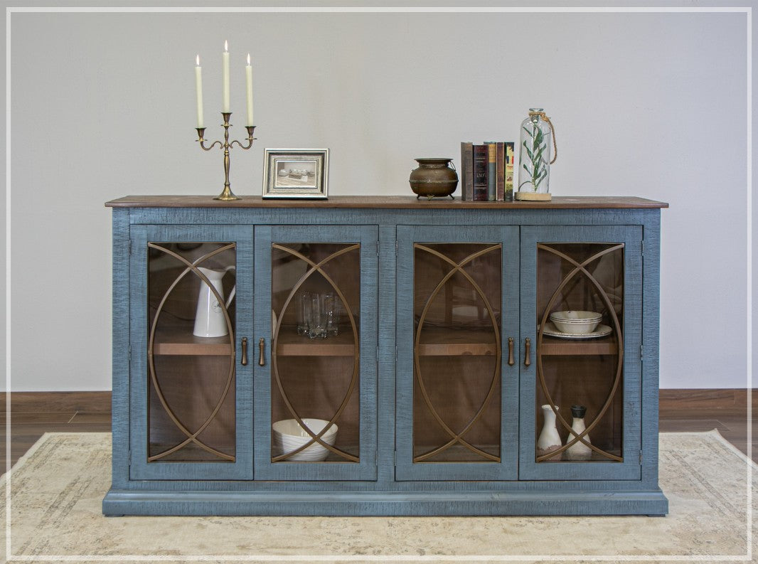 Crafters and Weavers Nordic Rustic Modern Blue Console / Sideboard