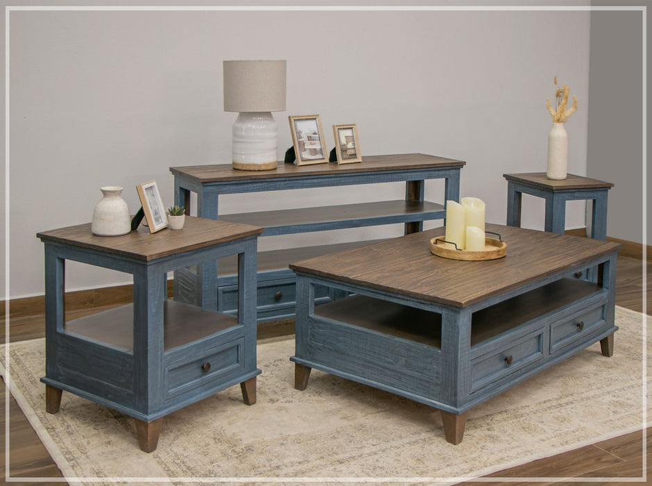 Camilla Solid Wood End table - Blue
