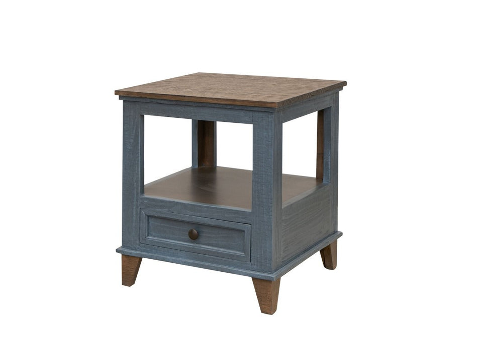 Camilla Solid Wood End table - Blue