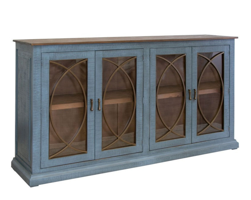 Nordic Rustic Modern Blue Console / Sideboard - 77"