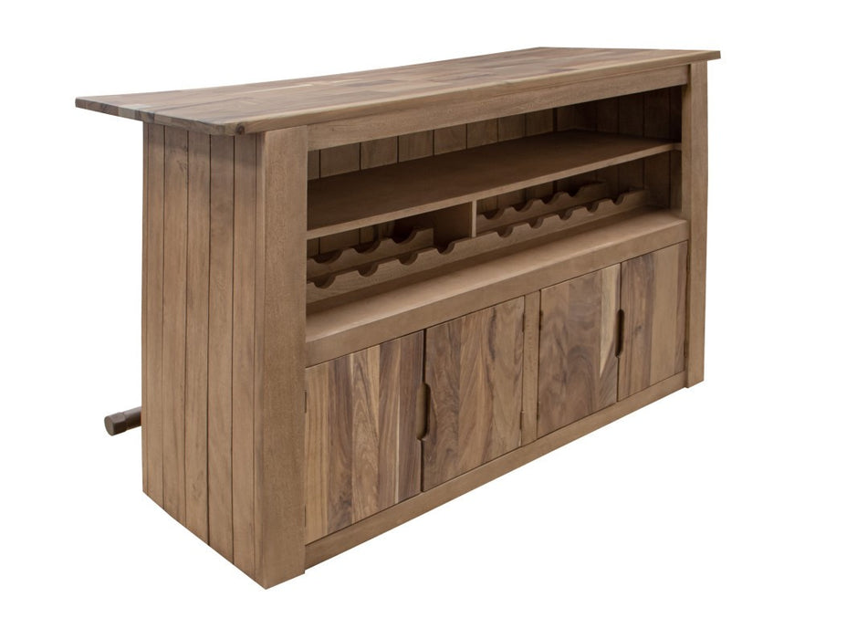 Natural Parota Solid Wood Bar with Wine Rack - 63"