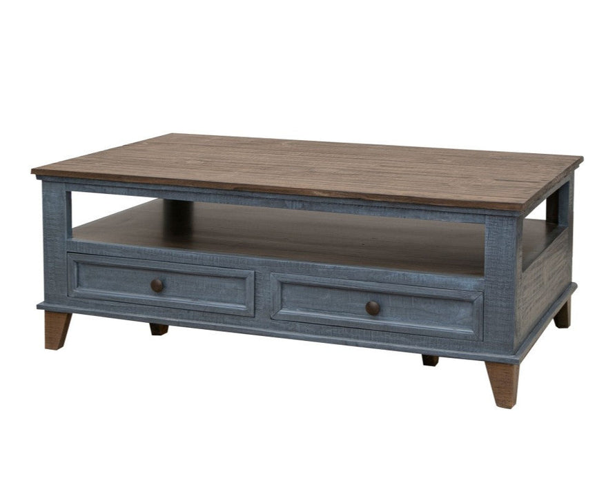 Camilla Solid Wood 4-drawer Coffee Table - Blue