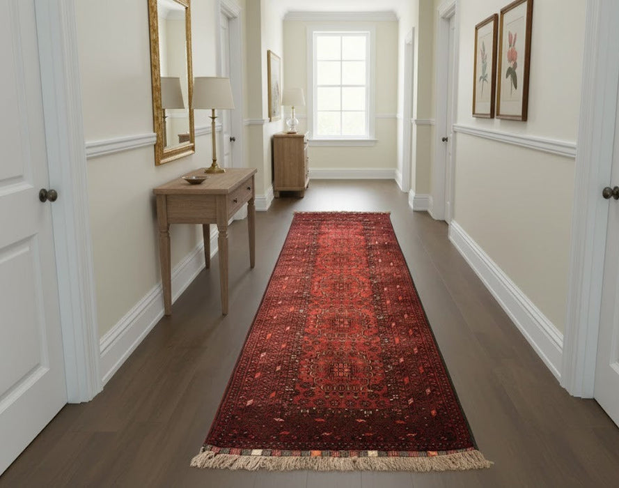 Terkaman Tribal Afghan Oriental Rug, size 3" x 9' 7"  (C)