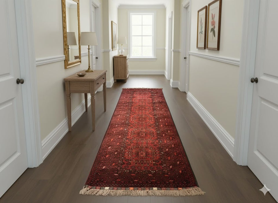 Terkaman Tribal Afghan Oriental Rug, size 3" x 9' 7"  (C)