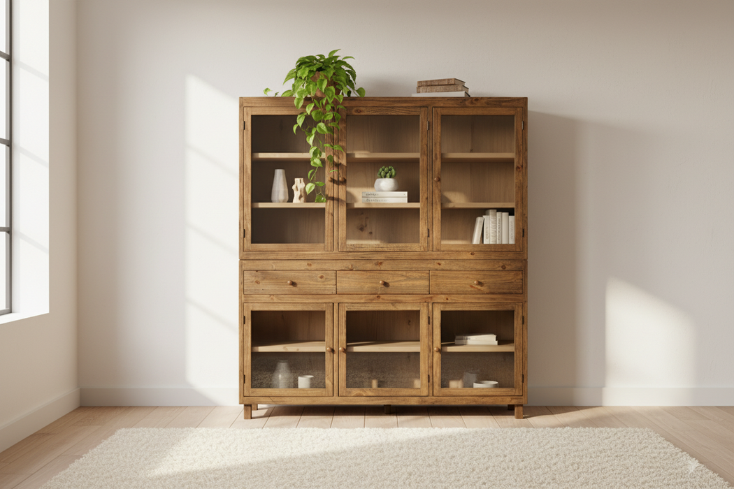 Rustiic-Modern Farmhouse Solid Wood Sideboard and Hutch