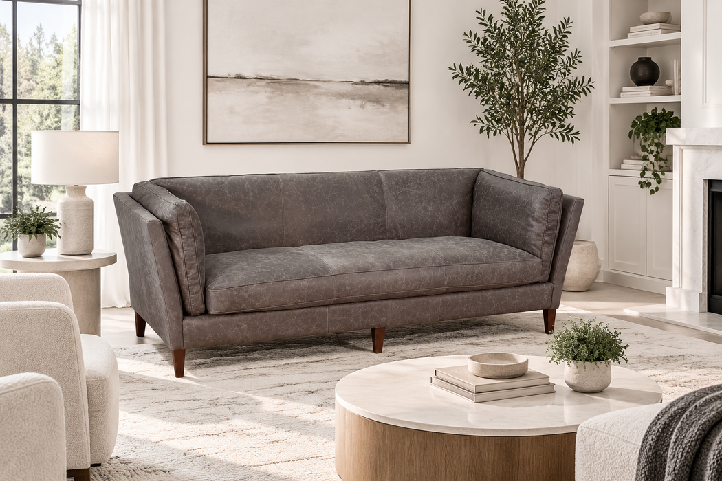 Kenmore Leather Sofa - Grey