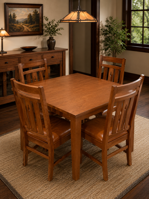 Mission Quarter Sawn White Oak Square Dining Table Set Michael's Cherry