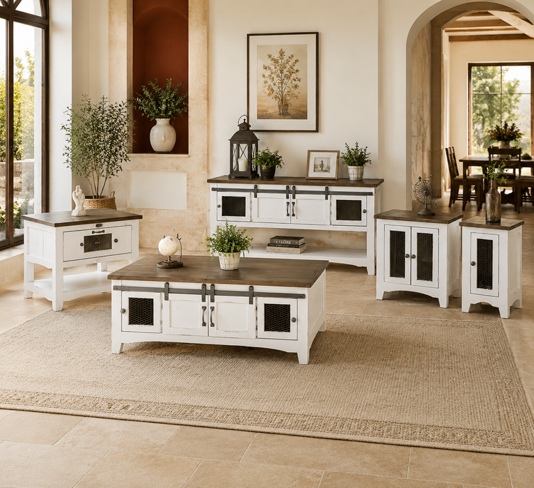 Greenview Modern Farmhouse Living Room Table Set - White