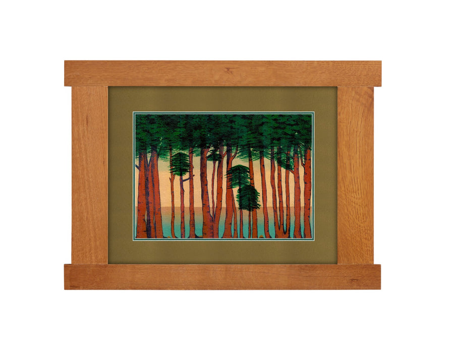 Arts & Crafts Mission Oak Framed Art with Silent Forest Michael's Cherry