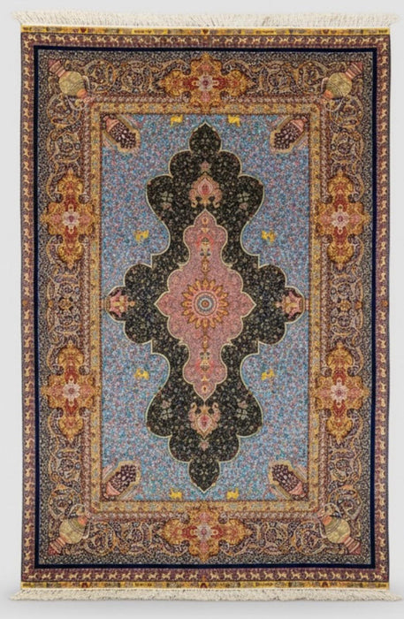 Exquisite 100% Silk Persian Design Rug – Elegant and Luxurious, size  6' 7" x 9' 9"