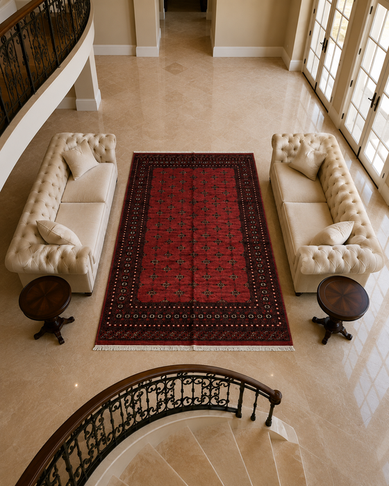 Hand-Knotted Pakistani Bokhara Rug – 100% Wool, size 8' x 10'