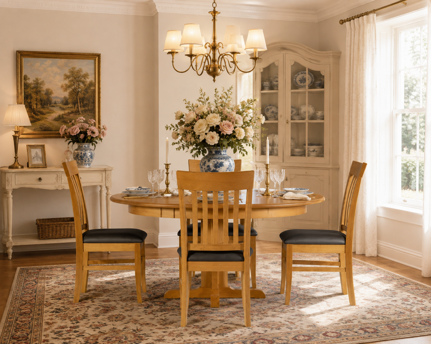 Heritage Cherry 48" Round Solid Cherry Wood Dining Table Set
