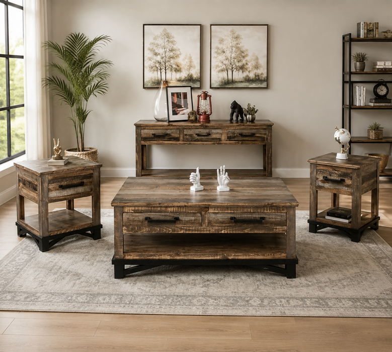 Greenview Loft Rustic Modern Living Room Table Set