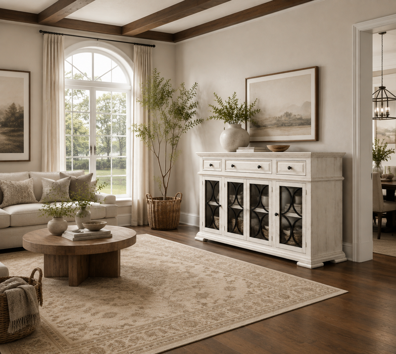 Vineyard Mod Circle Sideboard - Ivory - 72"