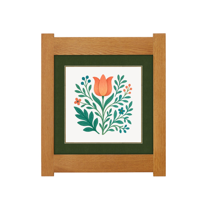 Arts & Crafts Mission Oak Framed Art with Floral Tree Michael's Cherry