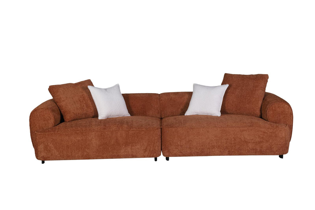 Sunset Collection Mid-Century Modern 4-Seater Fabric Sofa – 118"