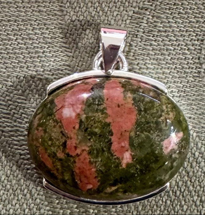 SS Oval Jasper Pendant