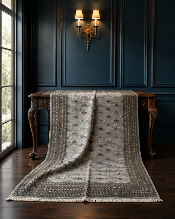 Hand-Knotted Pakistani Bokhara Rug – 100% Wool, size 9' x 12'