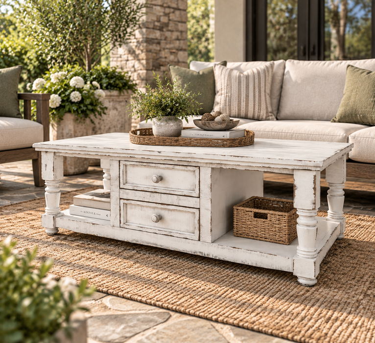 Stonegate Solid Wood Coffee Table - White