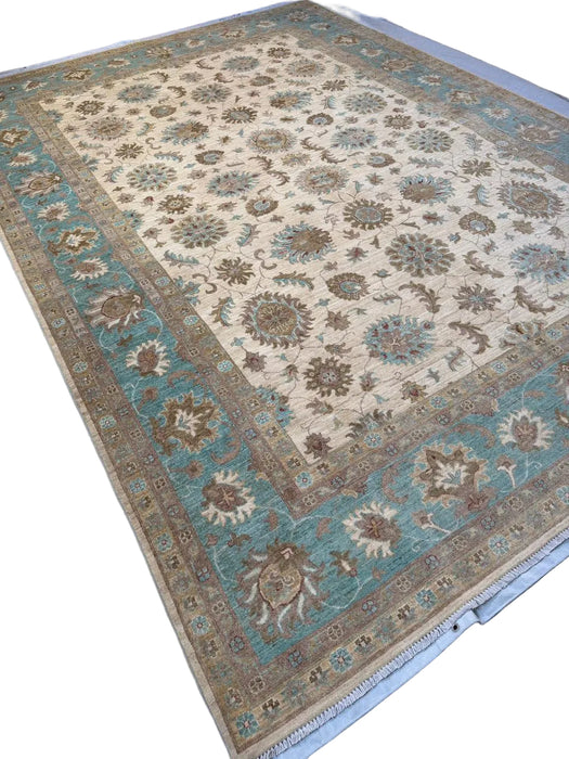Hand-Knotted Vegetable Dye Agra Rug from Pakistan,  10' 2" x 14'