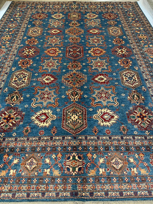 Hand-Knotted Vegetable Dye Kazak Rug from Pakistan, 10' 4" x 13' 6"